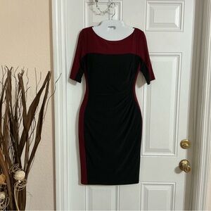 Chaps Black and Burgundy Midi Dress